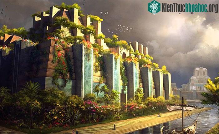 Hình vẽ mô phỏng vườn treo Babylon.