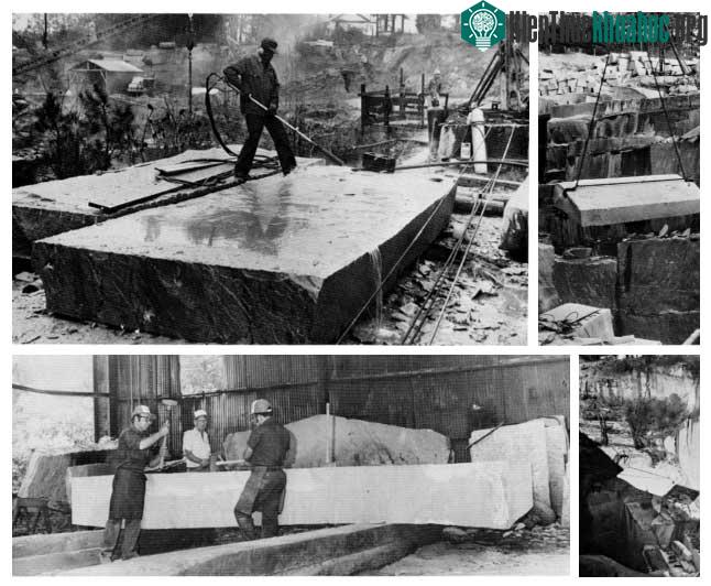 Quá trình thi công trên tấm đá granite khổng lồ