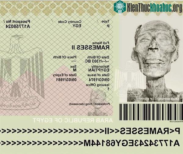 Hộ chiếu Ai Cập của xác ước Pharaoh Ramesses II.