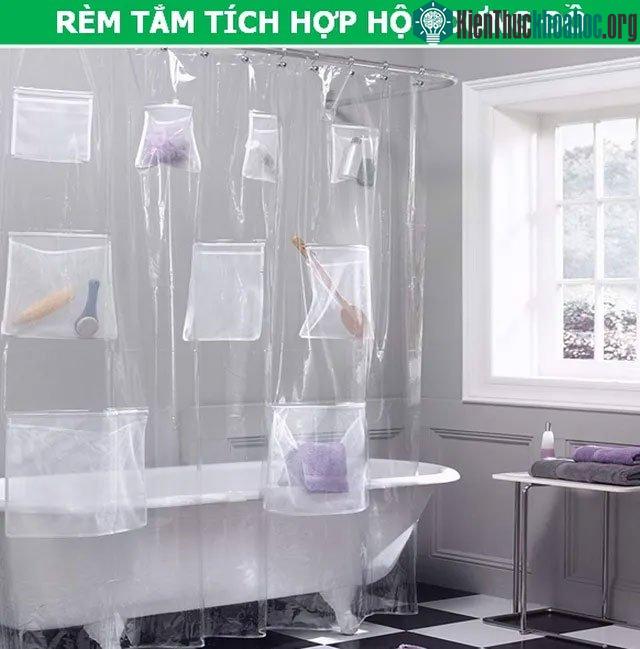 Rèm tắm tích hợp hộp đựng đồ