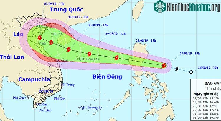 Hướng di chuyển của bão Podul.
