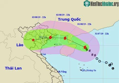 Dự báo đường đi và khu vực ảnh hưởng của bão Wipha.
