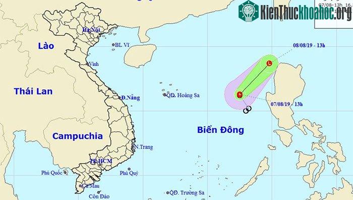 Vị trí của áp thấp nhiệt đới.