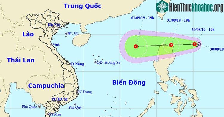 Hướng di chuyển của áp thấp nhiệt đới.