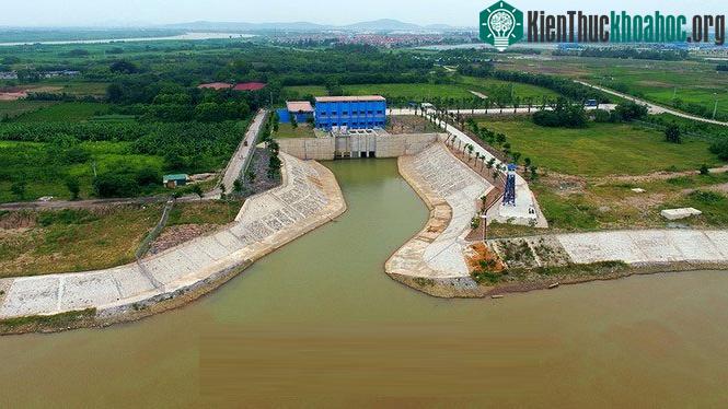 Cửa lấy nước từ sông Đuống cung cấp nguồn vào cho nhà máy.
