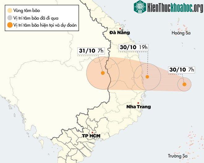 Dự báo đường đi của bão Matmo trong những giờ tới. (Đồ họa: Nhân Lê).