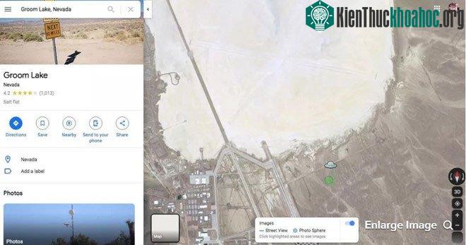 Biểu tượng UFO xuất hiện khi người dùng tìm kiếm khu vực Groom Lake. (Ảnh: CNet).