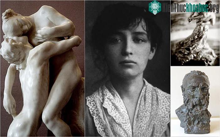 Camille Claudel (giữa) và những tác phẩm nổi tiếng của mình.