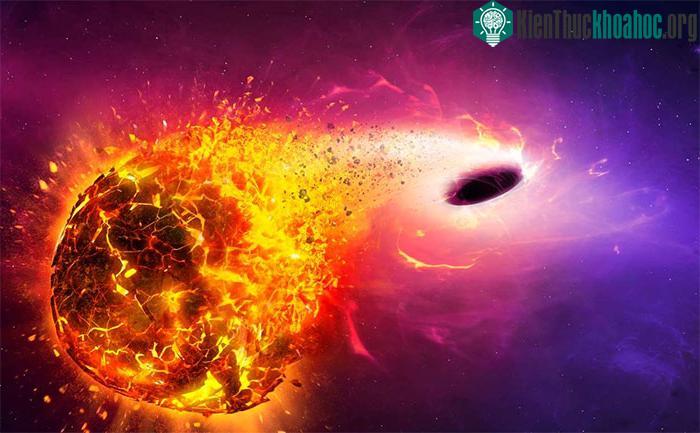 Ảnh minh họa một hành tinh bị hố đen siêu khối lượng nuốt chửng