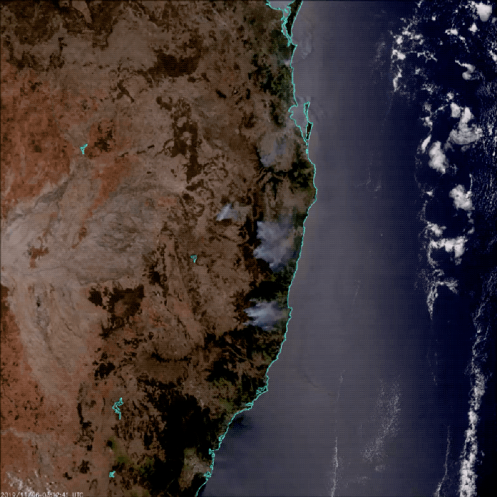 Vệ tinh Suomi NPP cũng ghi lại được hình ảnh ở phía đông nam Australia