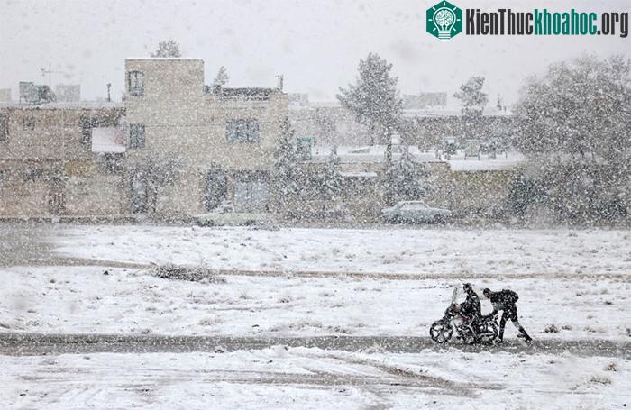 Bức ảnh “Motorcycle caught in the snow” (Xe máy kẹt trong màn tuyết)