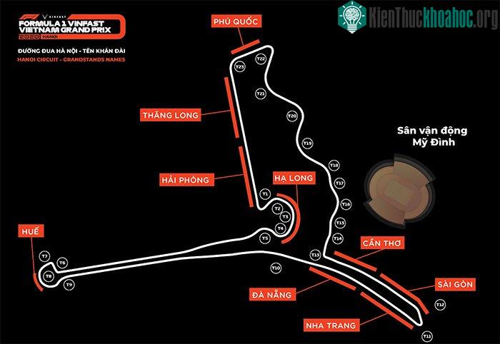 Sơ đồ đường đua F1 tại Hà Nội.