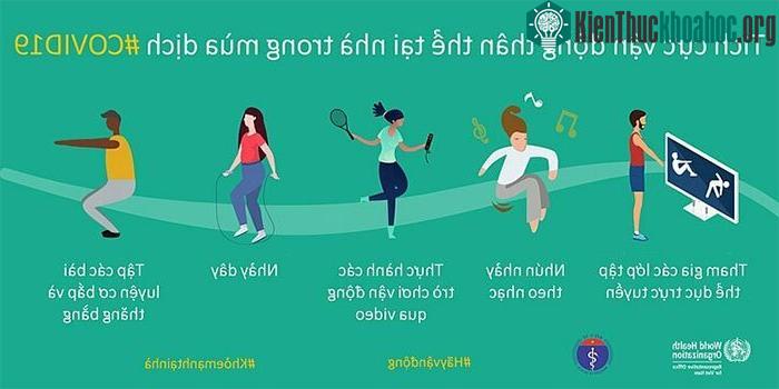 Nhiều bài tập thích hợp tại nhà như nhảy dây, nhún theo điệu nhạc, các bài luyện cơ bắp và thăng bằng...