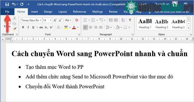 Nhấn vào File