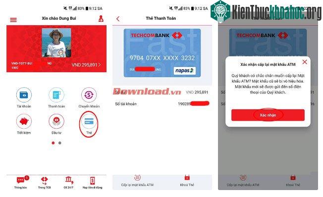 Đổi mật khẩu thẻ ATM online