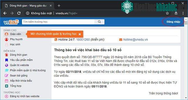 Hướng dẫn đăng nhập và đăng xuất hệ thống quản lý nhà trường VnEdu