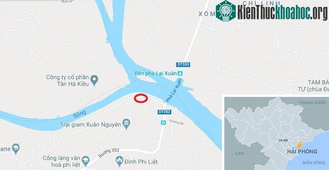 Khu vực phát hiện bãi cọc Đầm Thượng (khoanh đỏ). (Ảnh: Google Maps).