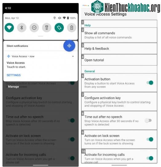 Cài đặt Voice Access