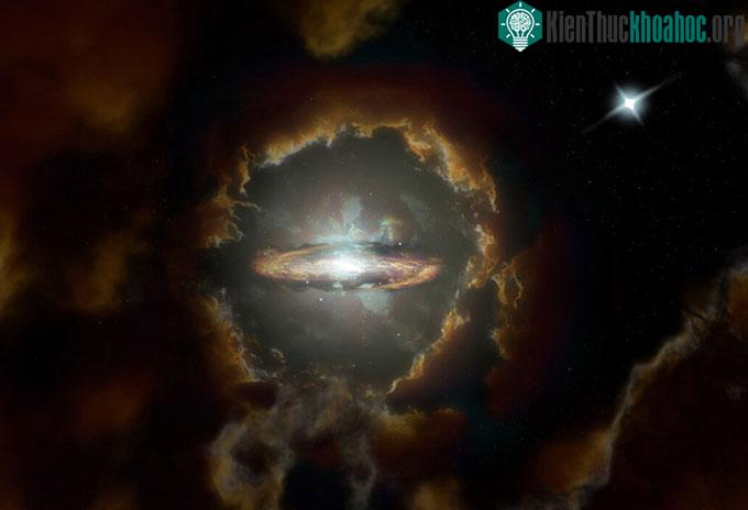Đồ họa mô phỏng thiên hà Galaxy DLA0817g hay Wolfe Disk.