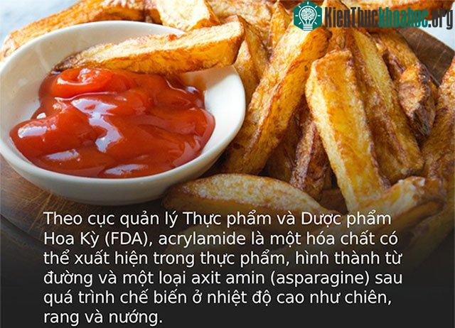 Acrylamide hình thành từ đường và một loại axit amin (asparagine)