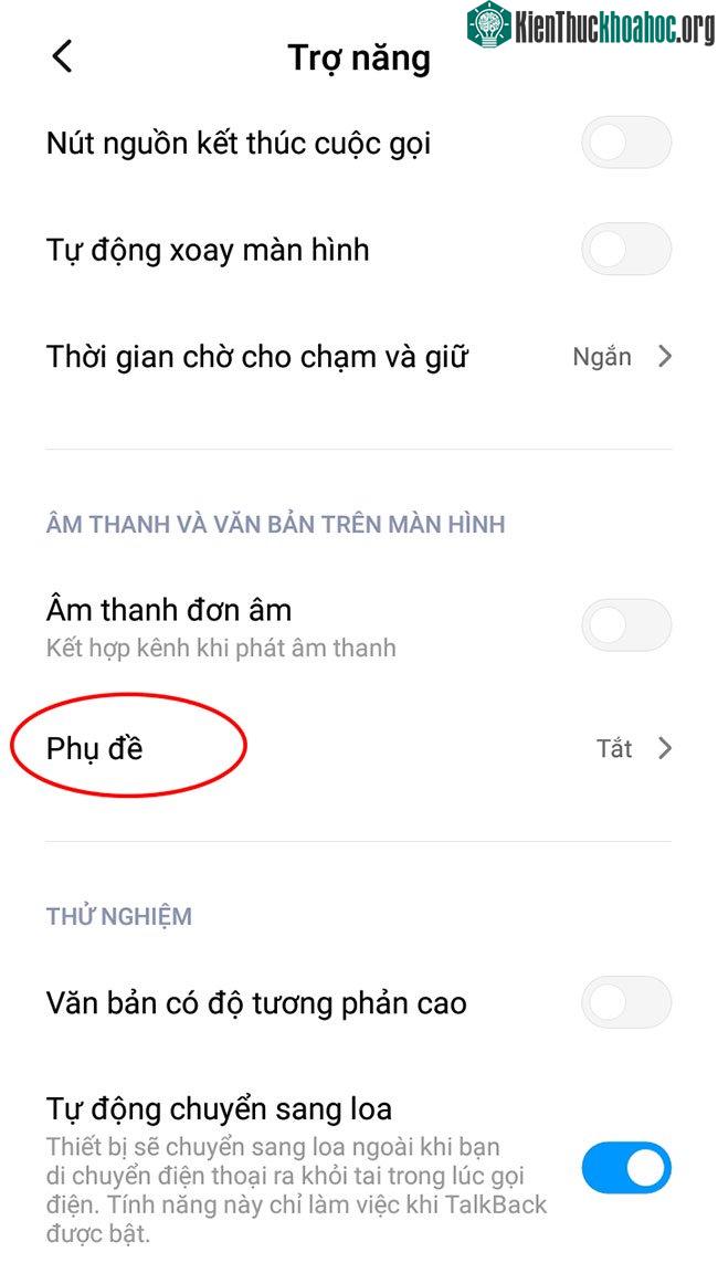 Ở màn hình kế tiếp, các bạn nhấn chọn vào Phụ đề.