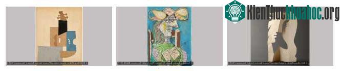 Một số tác phẩm cắt dán và vẽ trên giấy của Picasso.