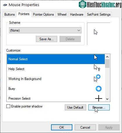 Chọn tùy chọn Normal Select và nhấp vào nút Browse