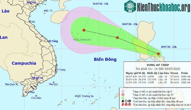 Sơ đồ dự báo áp thấp nhiệt đới.