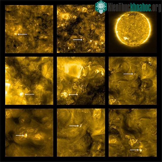 Những vệt lóa nhỏ gần bề mặt Mặt trời. (Ảnh: NASA).