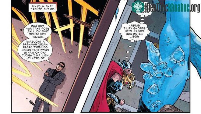 Búa Mjolnir đã từng nhiều lần đối đầu với kim loại amadatium trong phiên bản truyện tranh.