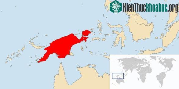 Vị trí của đảo New Guinea trên bản đồ thế giới