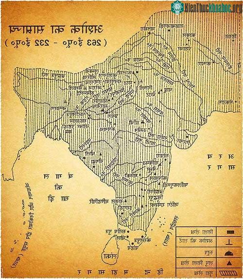 Bản đồ Ấn Độ dưới thời trị vì của Ashoka Đại Đế.