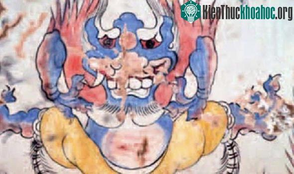 Bức vẽ "quái vật xanh" độc đáo trong cổ mộ.