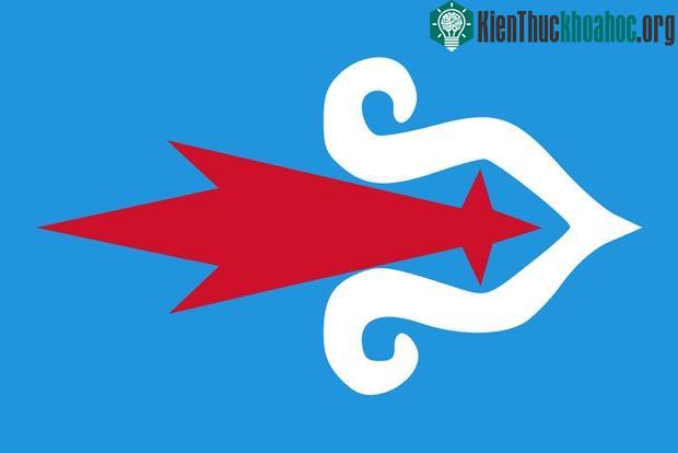 Một lá cờ có nền xanh lam tượng trưng cho bầu trời và nước biển.