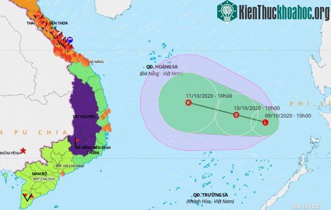 Dự báo đường đi của vùng áp thấp trên Biển Đông