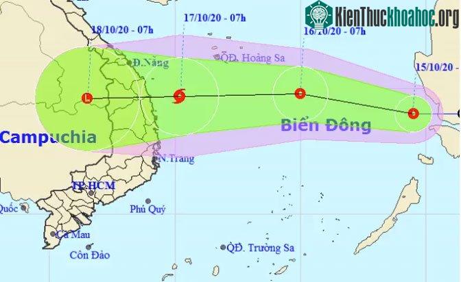 Dự báo đường đi và khu vực ảnh hưởng của áp thấp nhiệt đới.