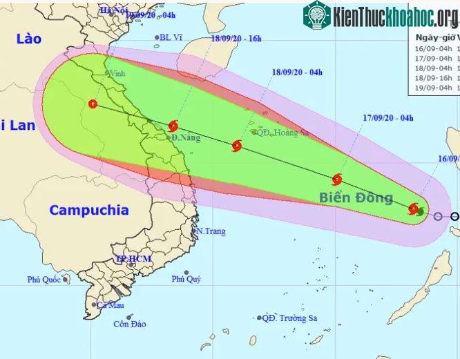 Dự kiến đường đi và vùng ảnh hưởng của bão Noul.