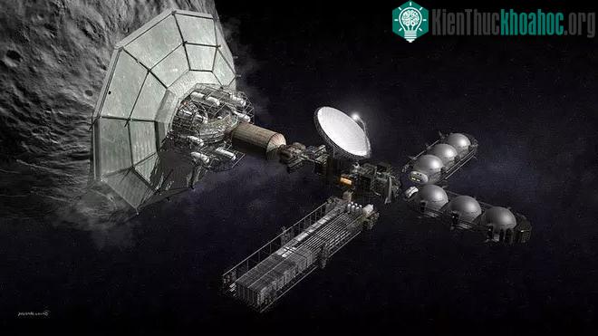 Concept thiết bị khai khoáng thiên thạch.