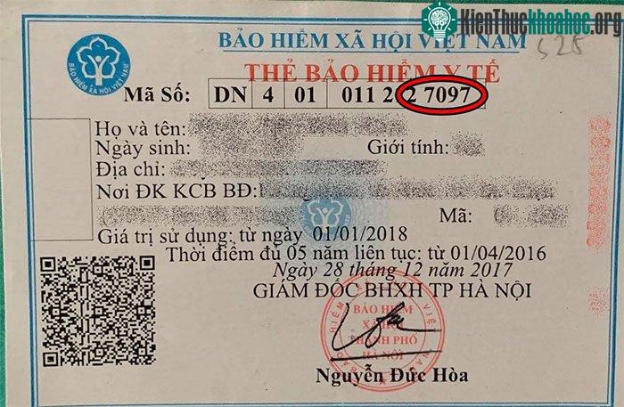Trường hợp thẻ bảo hiểm y tế có năm ký tự cuối bằng số.