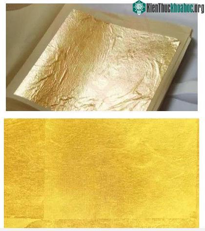 Lớp vàng mỏng này sẽ được dán lên các giấy da rồi cắt thành những sợi dài và vô cùng mảnh