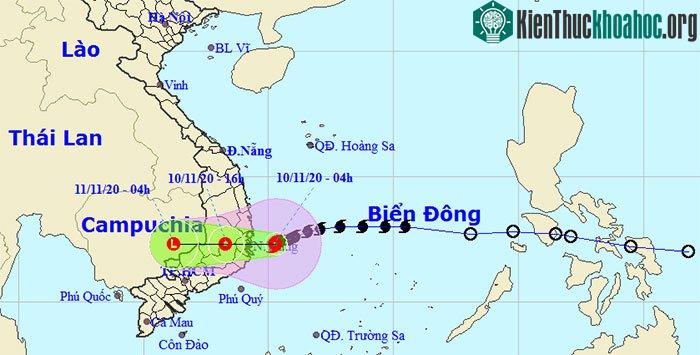 Hướng di chuyển của bão Etau.