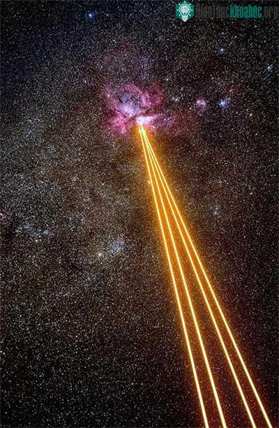 Chùm laser hướng về phía tinh vân Carina.