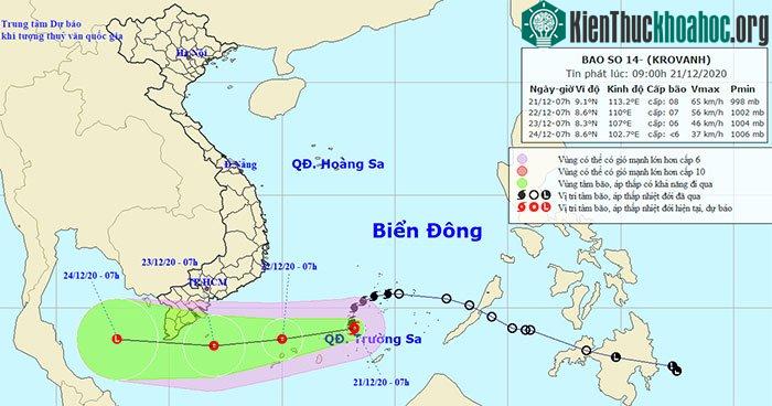 Bán kính gió mạnh từ cấp 6, giật từ cấp 8 trở lên khoảng 100km tính từ tâm bão.
