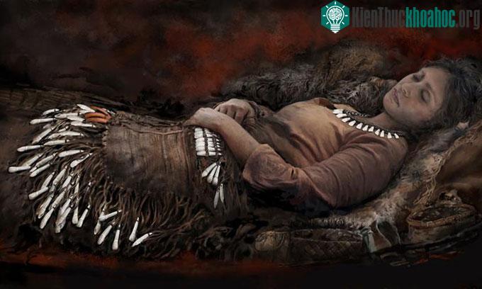Phục dựng hình ảnh người phụ nữ trong ngôi mộ chứa 90 chiếc răng nai sừng tấm.