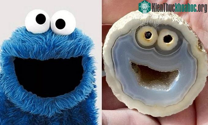 Khối đá mã não và Quái vật bánh quy trong phim hoạt hình Sesame Street.