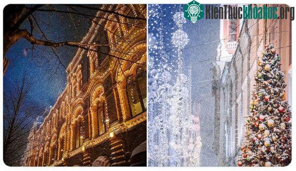 Không khí giáng sinh phủ đầy tuyết trắng ở thủ đô Moscow.