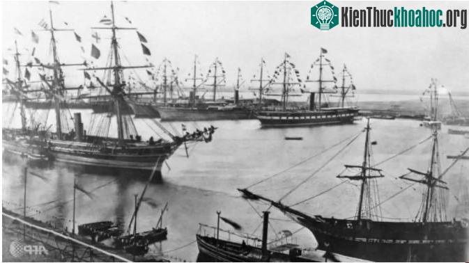 Hình tư liệu về lễ khánh thành kênh đào Suez của Ai Cập năm 1869.