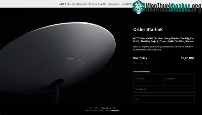 Một số khu vực tại Việt Nam có thể đặt trước Starlink