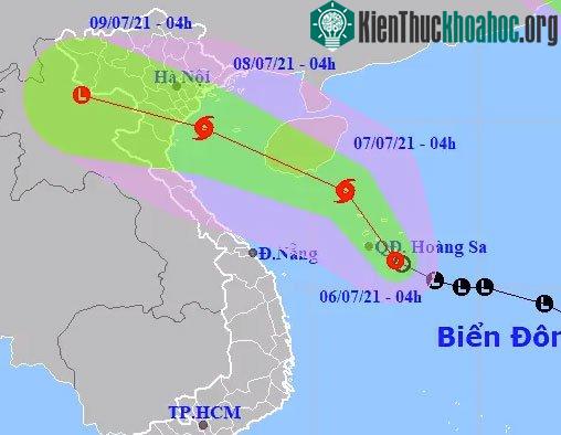 Đường đi của áp thấp nhiệt đới.
