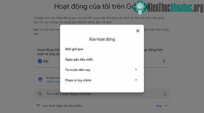 Trang quản lý tài khoản Google trên máy tính